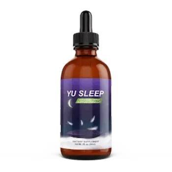 Bottle of YU SLEEP nano-enhanced liquid sleep formula with dropper
